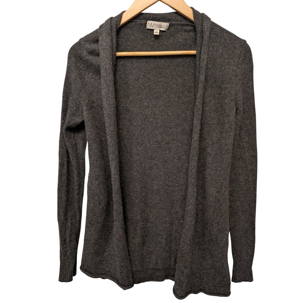 Neiman Marcus Cashmere Open Front Cardigan Gray XS Shawl Collar Soft Luxury